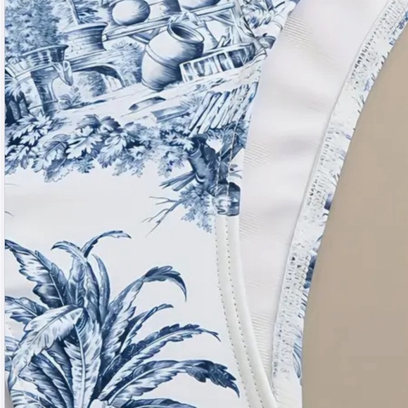 Cute swim suit set blue and white toil. - Picture 5 of 6